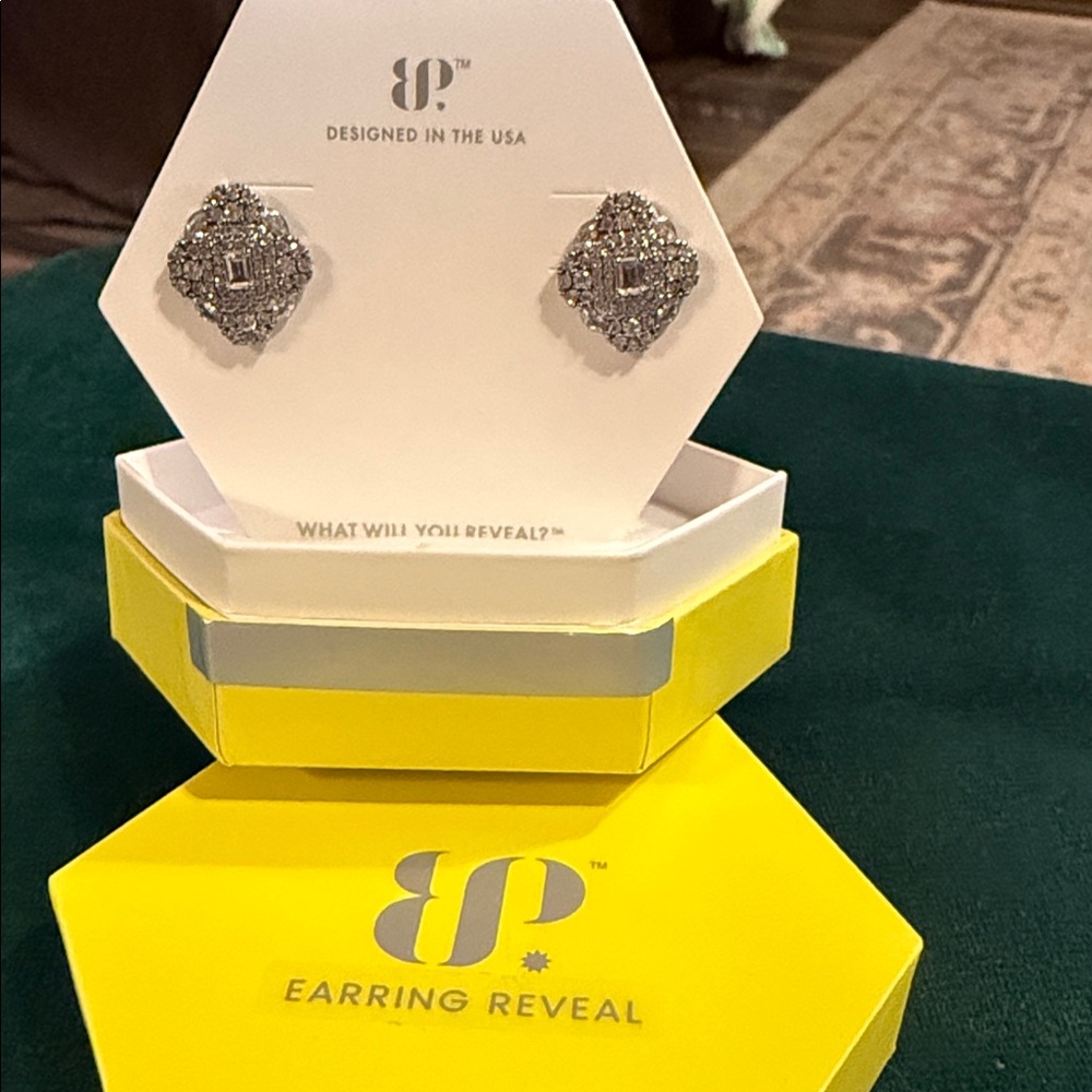bp Sparkling Silver-Tone Crystal Cluster Stud Earrings